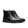 Winterstiefel CLARKS "Aldwin Cap", Herren, Gr. 41, schwarz (schwarz leather), Leder, elegant, Schuhe, Festtagsschuh, Stiefelette, Anzugschuh mit Blockabsatz