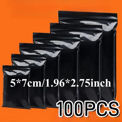 TEMU 100pcs Black Self-sealing Bags - Reusable, Opaque Pe Bags, Anti-oxidation Seal