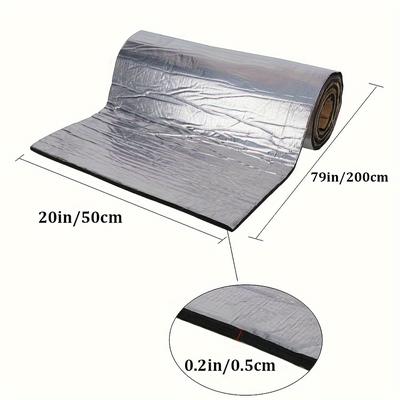 TEMU 1pc Car Soundproofing Mat, 200x50cm Self-adhesive Aluminum Foil Insulation Pad, Shock-absorbing Engine Hood Insulation Material For