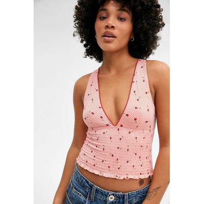 Kimchi Blue Verity Shirred Floral Print Top - Pink XS at Urban Outfitters