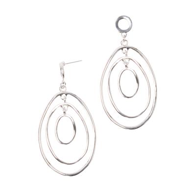 Women's Oval Drop Earrings by Accessories For All in Silver