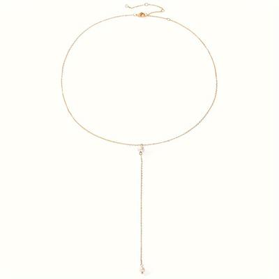 TEMU 1pc Women's Minimalist Stainless Steel Chain Necklace With Pearl Pendant - Everyday Layering Jewelry For Casual & Formal Outfits, Durable Elegant Design, Minimalist Necklace, , Fine , Image