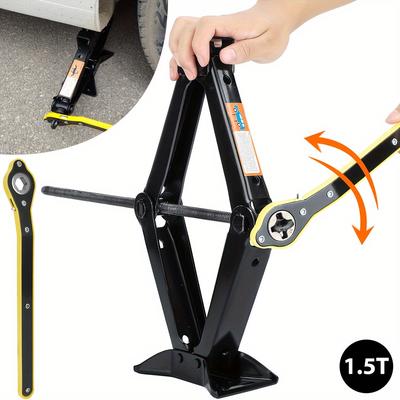 TEMU Car Jack Scissor Car Jack Lift For Car/suv/mpv/sedans Black 1.5t/2.5t With Hand Crank Compact Car Jack Kit Portable Tire Change Kit For Cars Image