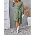 Femme Robe mi-longue Robe casual Robe Évasée Robe Portefeuille Robe Trapèze Décontractées du quotidien Standard Floral manche longue Col V Noir Violet Vert Eté Printemps Automne