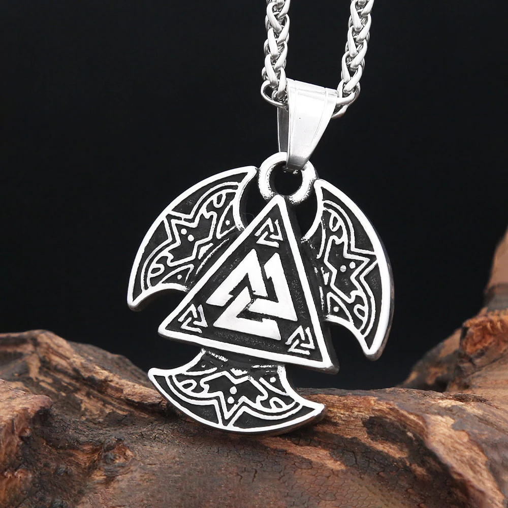 Neue Vikings Dreieck Keltischer Knoten Anhänger Halskette Für Männer Frauen Mode Edelstahl Nordic Valknut Halsketten Amulett Schmuck Image