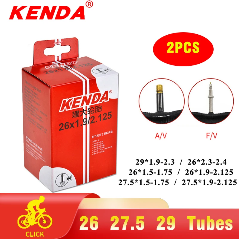 2PCS KENDA Camera d'aria per bicicletta MTB Pneumatici per bici 26 27.5 29 pollici 1.5/1.75 1.9/2.125 2.3/2.4 AV FV Ciclismo Tubo interno in gomma butilica