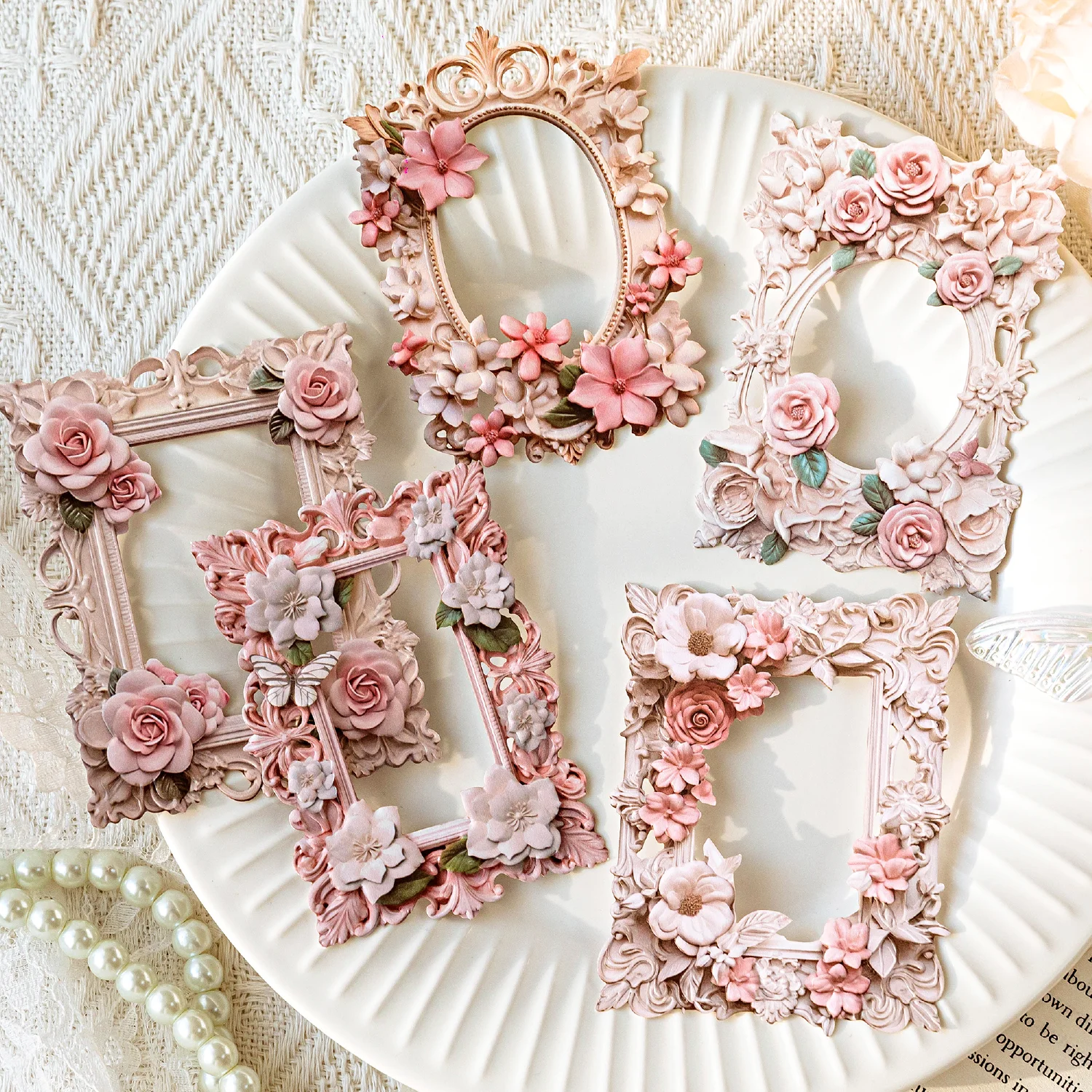 JIANQI 10 pièces/paquet découpe fleurs cadre Collage carte décor indésirable Journal bricolage Scrapbooking esthétique papeterie artisanat papier