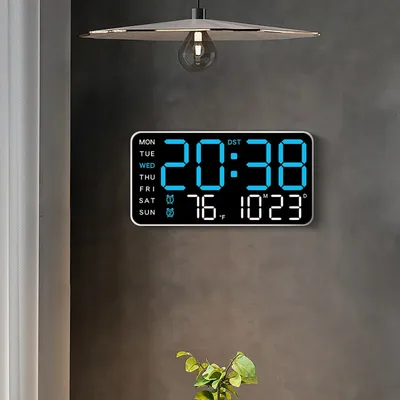 1-teilige Uhr mit Kalenderanzeige – Dual-Alarm, Schlummerfunktion, Temperatur, Datum, Woche, DST-Uhr, digitale LED-Wanduhr