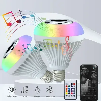 RGB Smart Bluetooth Lautsprecher Musik Glühbirne Bunte Bühne Glühbirne Mit Fernbedienung E27 12W Led Image