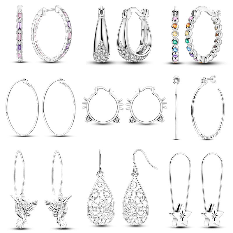 Neue Original Vintage Übertriebene 925 Sterling Silber Großen Kreis Ohrringe Lange ohr haken Für Frauen Stud Ohrringe Fit Bankett Kleid