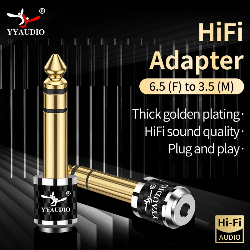YYAUDIO 6,5-mm-Stecker auf 3,5-mm-Buchse, Stereo-Audio-Adapter für Kopfhörer, Verstärker und Gitarren Image