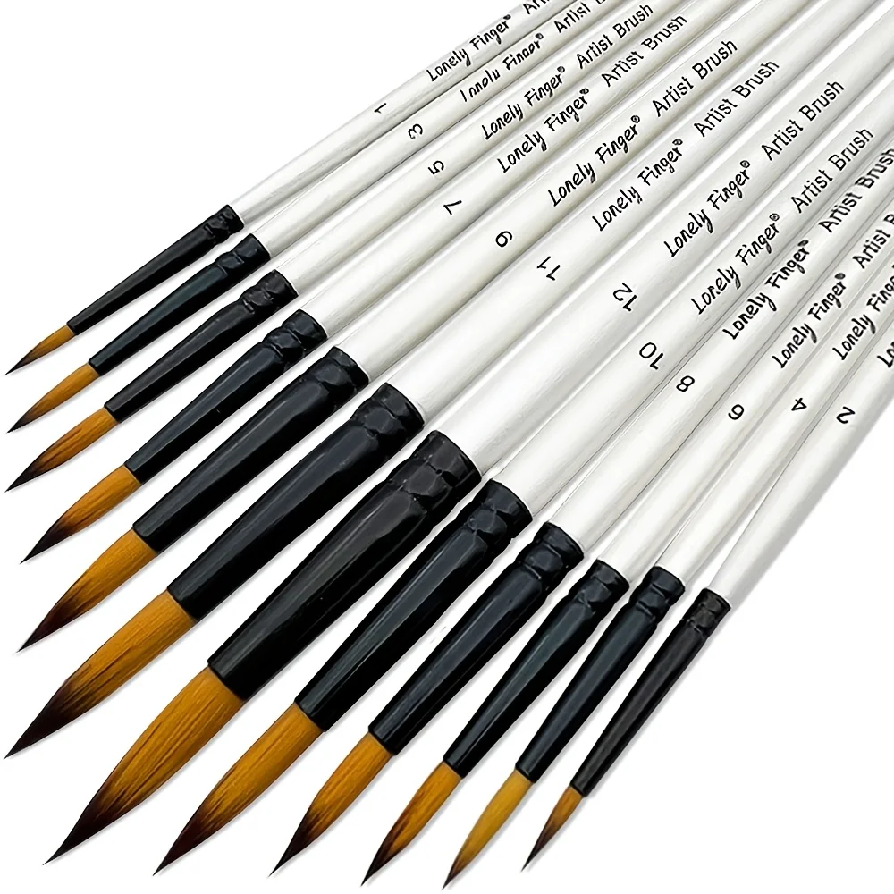 12/48-teiliges Premium-Künstlerpinsel-Set mit runden spitzen Spitzen aus weichem synthetischem Nylon für Acryl-, Aquarell-, Öl- und Gouachemalerei Image