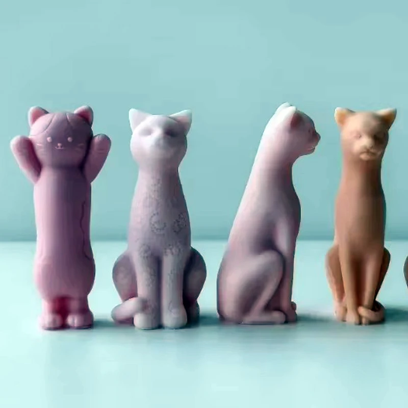 3D Katze Kerze Silikon Form Nettes Kätzchen Duftkerze Gips Handwerk Harz Zement Ton Form DIY Handgemachte Tier Seife Form