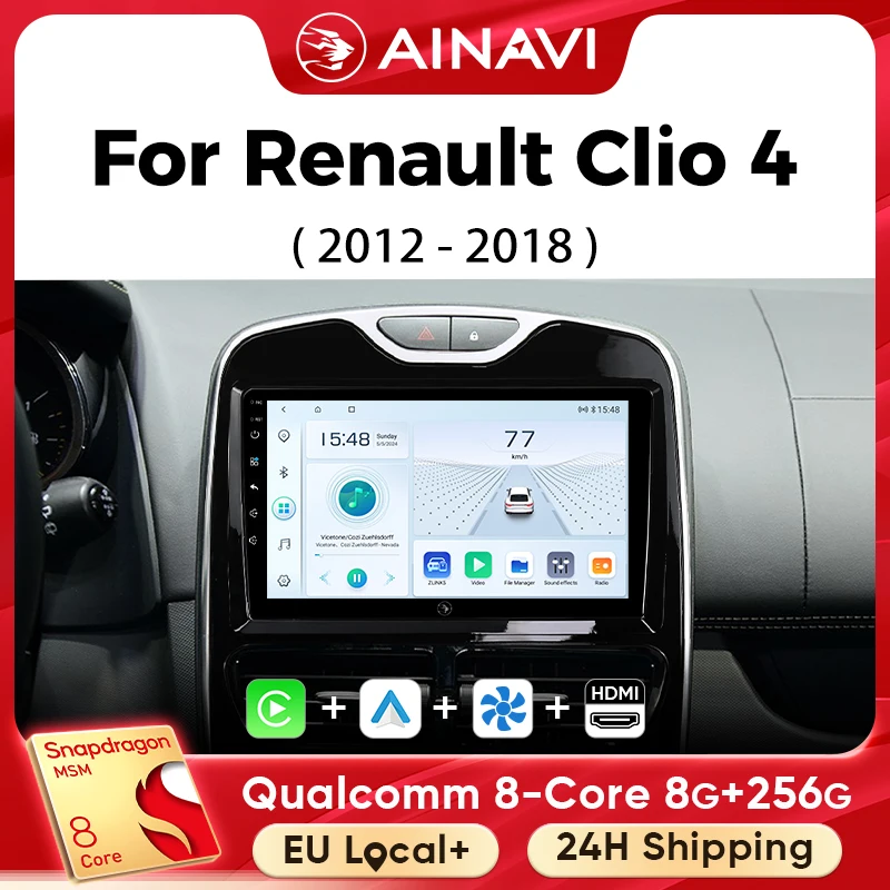 Ainavi Auto-Multimedia-Player für Renault Clio 4 2012 2013 2014 2015 2016 2017 2018 Carplay Android Auto 4G Wifi 2din Image