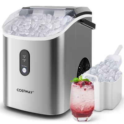 Costway Nugget Countertop Ice Maker with Soft Chewable Pellet Ice-Silver