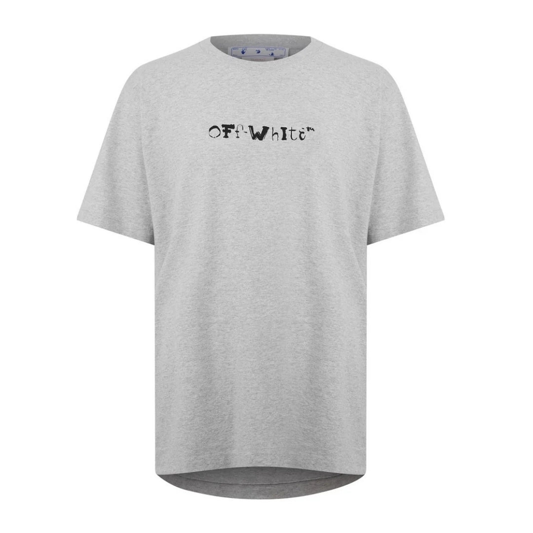 Off-White Faces Over Logo Over Skate Fit Graues T-Shirt