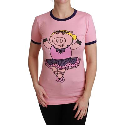 Dolce & Gabbana Damen Pink Jahr der Schwein T-Shirt aus Baumwolle Image