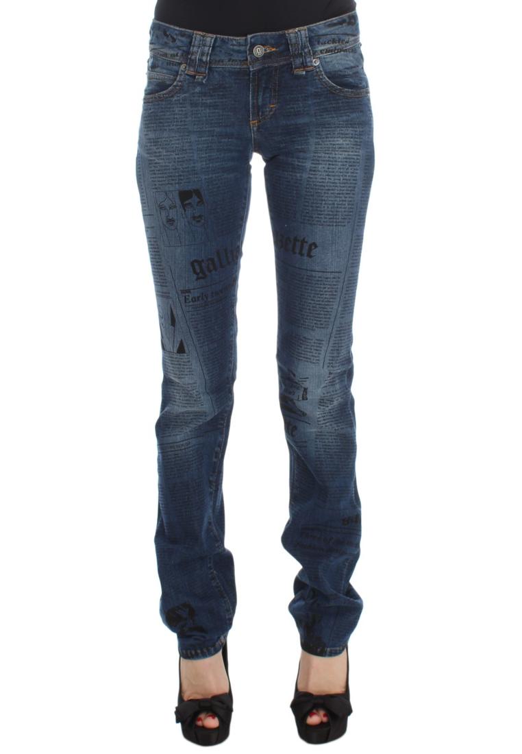 John Galliano Damen Jeans im Slim Fit mit Bootcut aus baumwollblauem Jersey