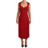 Dolce & Gabbana Damen Rote Sweetheart Ärmelloses Midi Stretch Kleid