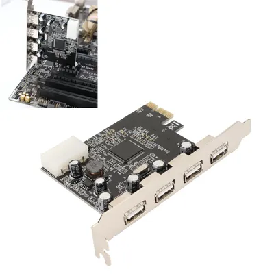 PCIe to USB2.0 Expansion Card 4 Ports 4 Pin Power 480Mb/s Easy Installation USB 2.0 Expansion Card