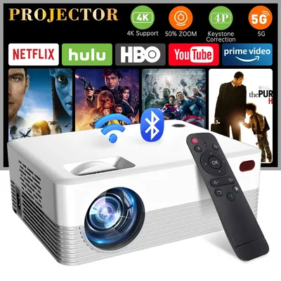 Smart LED Projector HD 1280X720P 5G WiFi Android 10 BT5.0 H700 Home Theater Outdoor Support Parsing