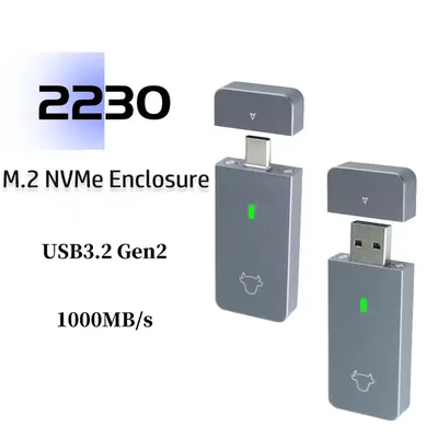 M.2 NVMe 2230 SSD Enclosure USB C Adapter 10Gbps USB3.2 Gen2 External SSD Case for M2 2230 NVMe