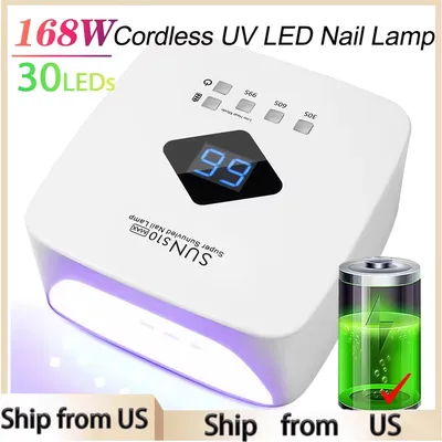 168W UV LED Nail Lamp Rechargeable Nail Dryer with Large LCD Display Professional Gel Curing Lamp 4