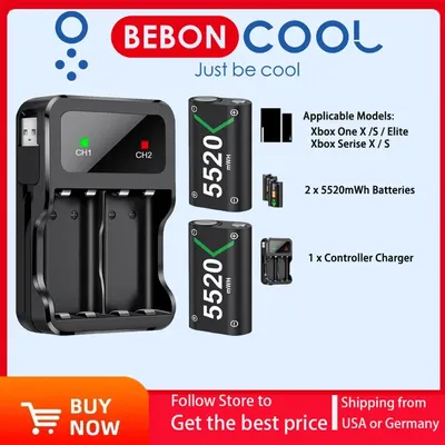 BEBONCOOL 2X5520 mWh Rechargable Battery For XBOX Controller Charger For XBOX Serise S/X XBOX ONE