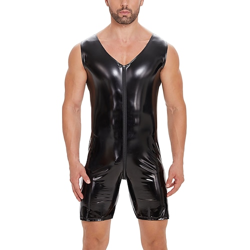 Zentai-Anzüge Bodysuit Onesie-Kostüm Karnevalskostüm Herren Glänzend Metallisch Elasthan Kostüm für Leistung Club Pole Dance Halloween Karneval Erwachsene Image