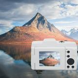 HD Flip Screen Selfie SLR Camera 16 Megapixel 2.4 Inch Flip Screen Digital Camera with 16x Digital Zoom Electronic Antishake Night Vision Flash Microphone & Speaker - Compact Portable Camera White