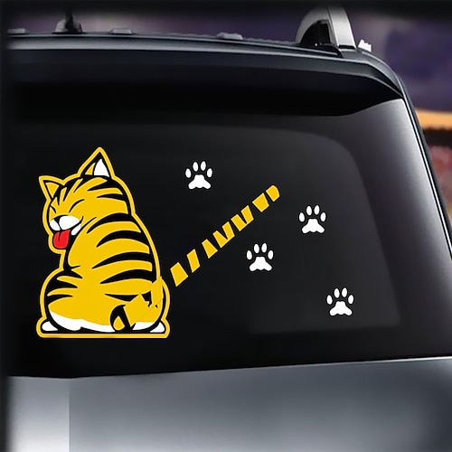 Cartoon Katze bewegt Schwanz Pfoten Aufkleber Fenster reflektierende Folie Auto Aufkleber Heckscheibenwischer lustige Außen Styling Windschutzscheibe Auto Fahrzeug Dekoration Image