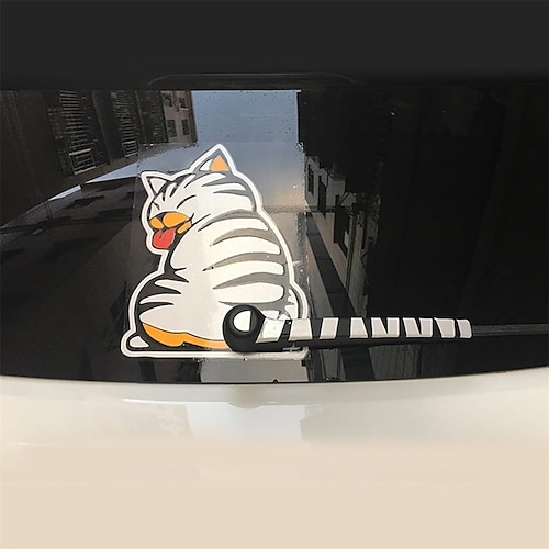 Cartoon Katze bewegt Schwanz Pfoten Aufkleber Fenster reflektierende Folie Auto Aufkleber Heckscheibenwischer lustige Außen Styling Windschutzscheibe Auto Fahrzeug Dekoration
