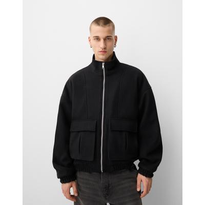 Bershka Felt Texture Jacket Men Xl Black
