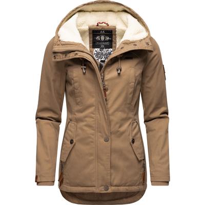 Winterjacke MARIKOO "Bikoo", Damen, Gr. L (40), grau (taupe), Oberstoff: 100% Baumwolle, Futter: 100% Polyester, Wattierung: 100% Polyester, Ärmelfutter: 100% Polyester, modisch, figurumspielend hüftbedeckend, hoch geschlossener Ausschnitt, Langarm... Image