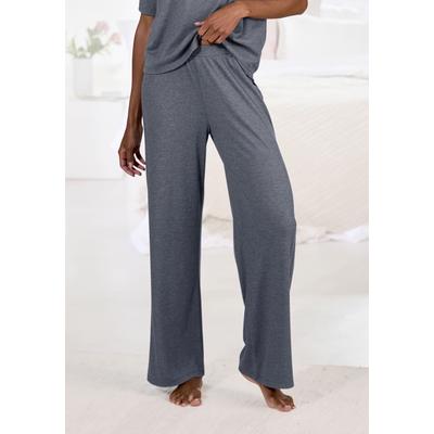 7/8-Hose VIVANCE DREAMS, Damen, Gr. 44/46, N-Gr, grau (anthrazit), Rippstrick, Obermaterial: 63% Polyester, 33% Viskose, 4% Elasthan, unifarben, Basic, loose fit 7/8-Länge, Hosen, in weicher Rippqualität Image