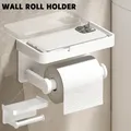 Nouveau porte-papier hygiénique support pour téléphone maison porte-serviettes en papier étagère de salle de bain support porte-papier hygiénique mural en alliage d'aluminium