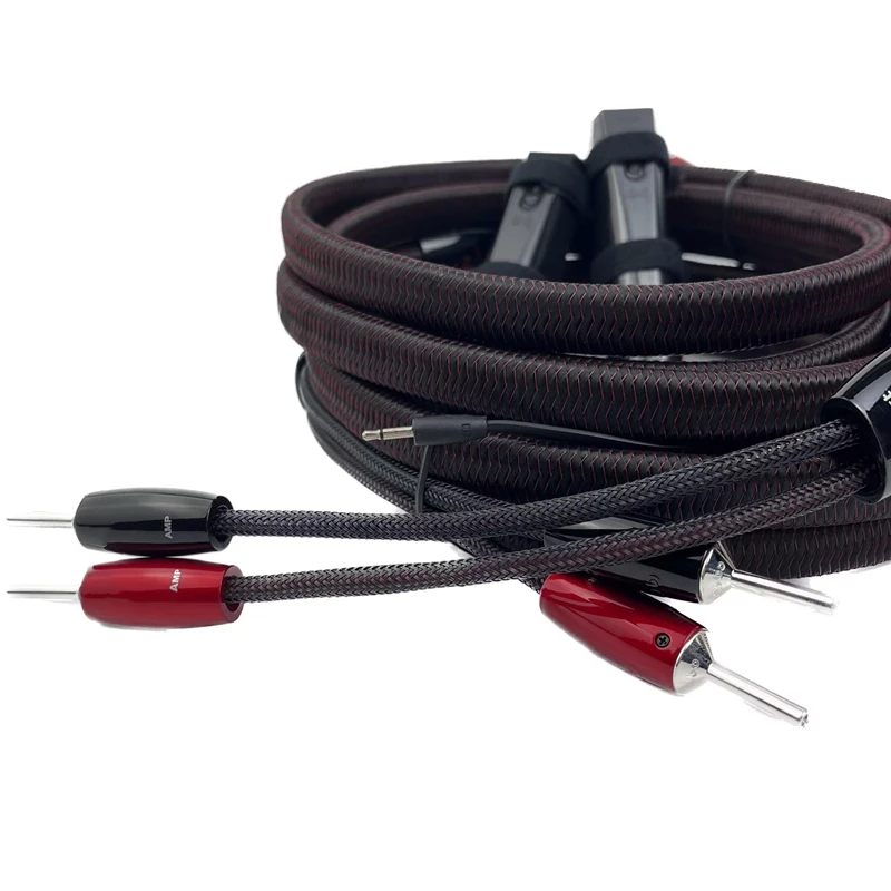 Paar Comet-Lautsprecherkabel, HiFi-Audioverstärker, Lautsprecherkabel, Spaten und Bananenstecker Image