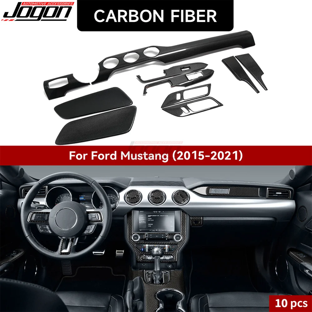 JOGON Komplettset aus echtem Carbon, Innenverkleidung, passend für Ford Mustang 2015 2016 2017 2018 2019 2020 2021, Zubehör Image