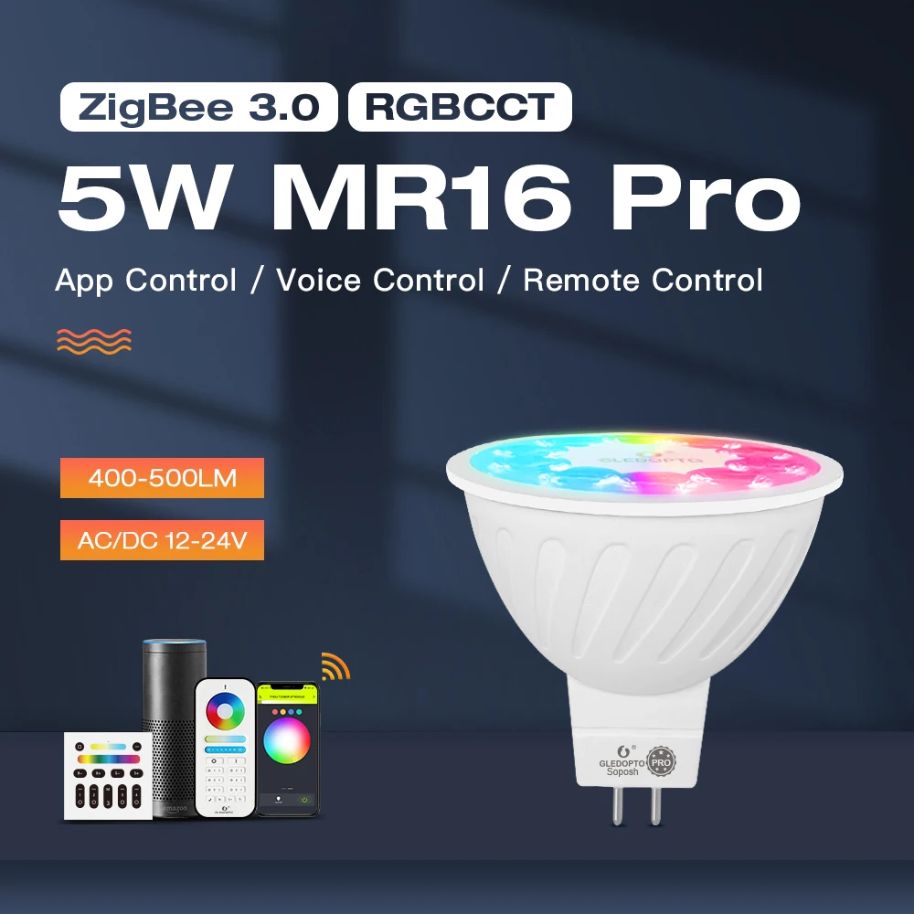 RGBCCT LED-Strahler ZIGBEE 3.0 5W MR16 Pro GU10 AC 110V 220V Dimmbare Glühbirne DC 12V Smart Bulb Lampe Funktioniert mit Alexa Plus Image