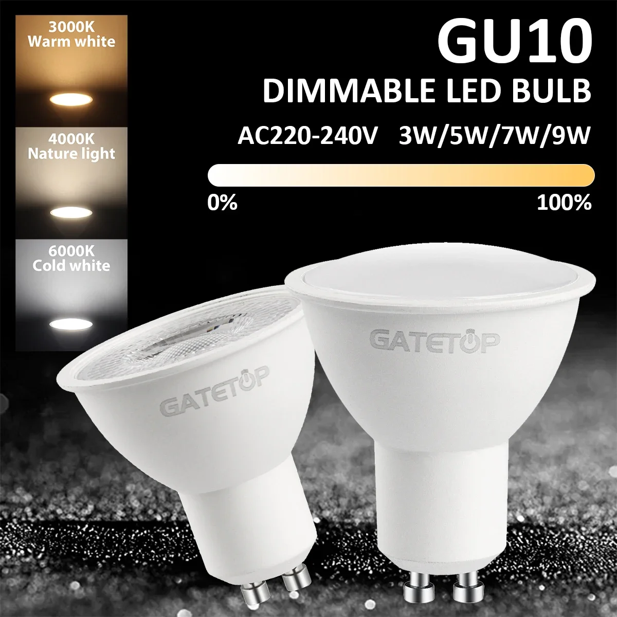10 Stück LED-Strahler GU10 Glühbirne dimmbar 220 V 3000 K 4000 K 6000 K 50 W Halogen-Ersatz für Landschaftsschienenbeleuchtung