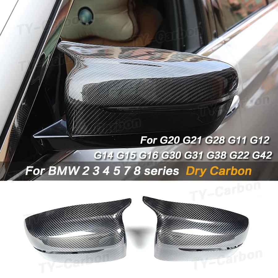 LHD RHD Dry Carbon Fiber Außenseite Rückspiegel Abdeckung Für BMW 2/3/5/7/8 Serie G20 G28 G22 G23 G30 G42 G11 G12 G14 G15 G16 Image