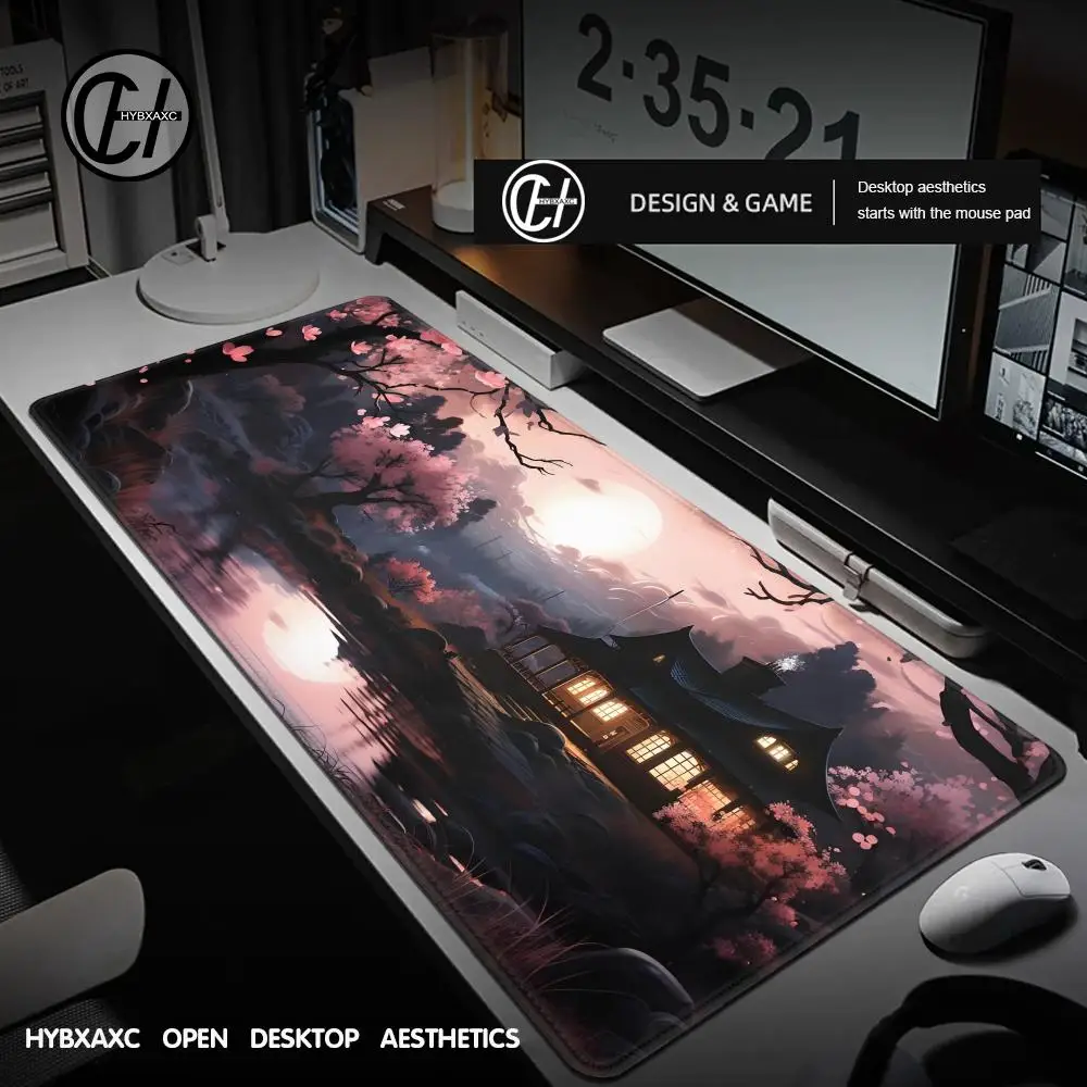 1200x600 Kirschblüten Mauspad Große Antike Mondlicht Tastatur Matte Anti-rutsch Computer Zubehör Pads Schlafzimmer Teppich matten Image