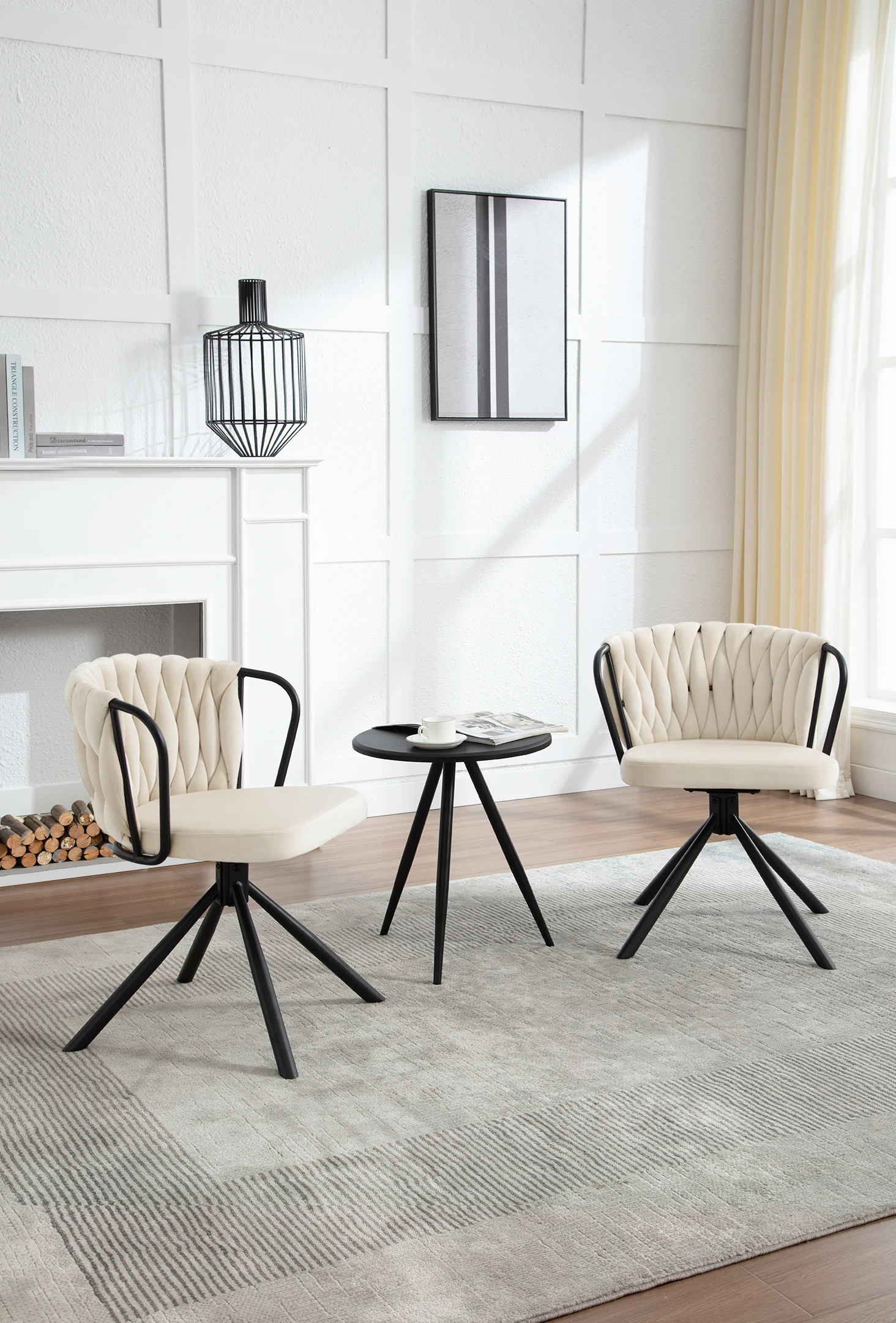 WOLTU 2 TEILE/SATZ Esszimmerstuhl Küchenstühle Drehstühle mit Armlehnen Samtbezug Gepolsterte Stühle Moderner Akzentstuhl