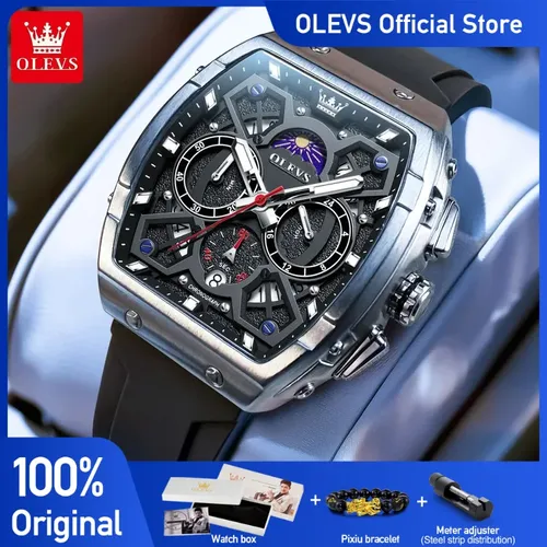 OLEVS 2942 montre pour hommes montres creuses montre à Quartz étanche montres lumineuses pour hommes Design élégant avec bracelet en Silicone