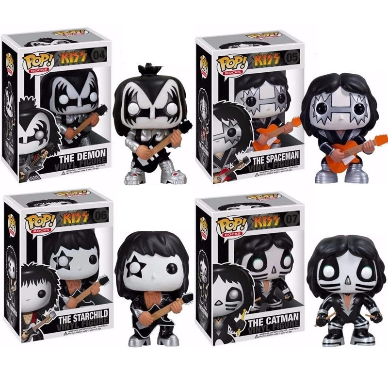 FUNKO POP KISS Gitarrist Bass Drummer Demon # 04-Raumfahrer # 05-Starchild # 06 Catman # 07 Vinyl Actionfigur Modell Kinderspielzeug
