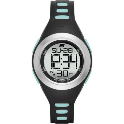 Chronograph SKECHERS "TENNYSON", schwarz (schwarz, türkisfarben), Armbanduhren, Damen, Quarzuhr, Armbanduhr, Damenuhr, digital, Datum, Stoppfunktion Image