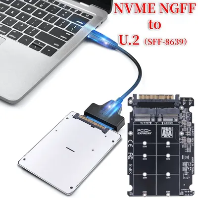 M.2 SSD to U.2 Adapter 2 in 1 M.2 NVMe SATA-Bus NGFF SSD to PCI-e U.2 SFF-8639 PCIe M2 Adapter