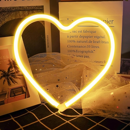 Rosa Herz Neon Schild LED Licht Batterie betrieben USB betrieben Tisch- und Wanddekor Lampe für Studentenwohnheim Mädchenzimmer Muttertag Valentinstag Party Geburtstagsdekoration Image