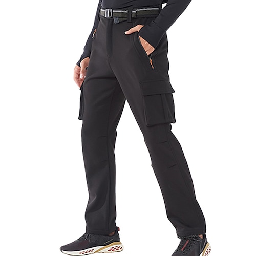 Herren Wanderhosen Fleecegefütterte Hosen Wintermantel Softshellhosen Winter Herbst Außen Thermowarm Ripstop Winddicht Multi Pocket Unterteile Schwarz Armeegrün Spandex Camping / Wandern Angeln Image