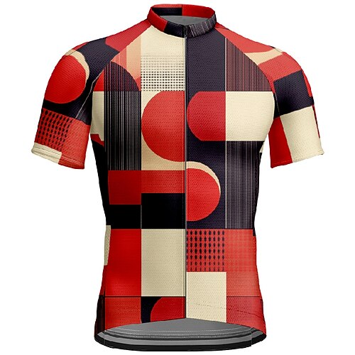 Herren Radtrikot Farbblock Kurzarm Fahhrad T-Shirt Trikot mit 3 Gesäßtaschen Mountainbike MTB Schnelltrocknend Anatomisches Design Feuchtigkeitsableitend Atmungsaktiv Sport Weinrot Rot Blau Bekleidung Image